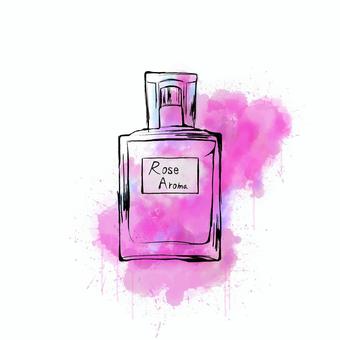 Perfume in watercolor style, perfume, rose, pink, JPG