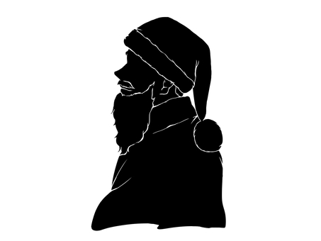 サンタクロース1 サンタクロース,おじいさん,ひげ,クリスマス,横顔,12月,冬,シルエット,挿絵,シンプルのイラスト素材