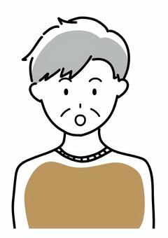 驚くシニア男性