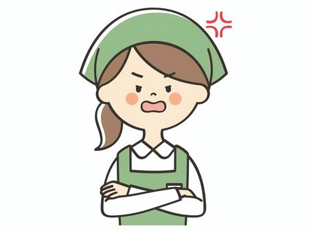 腕組みして怒る女性店員 腕組みして怒る女性店員 怒る,叱る,説教,イライラ,不満,厳しい,ストレス,怒り,怒号,罵声のイラスト素材