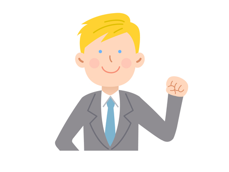 外国人会社員男性_ガッツポーズ 人物,外国人,海外,通訳,英語,英会話,アメリカ人,会話,ネイティブ,グローバルのイラスト素材