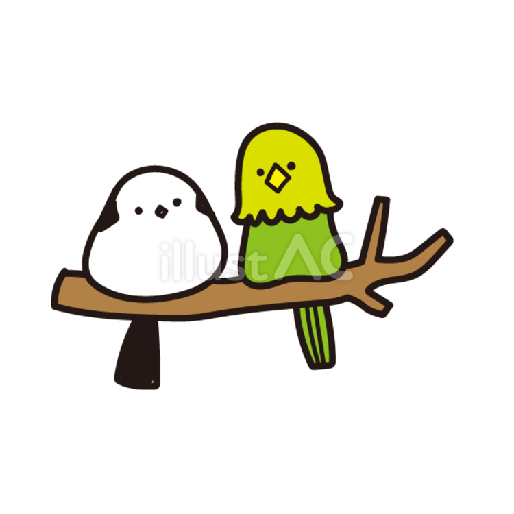 仲良く枝にとまる鳥2羽 鳥,枝,木のイラスト素材