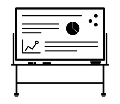 ホワイトボードと統計データ 統計,データ,プレゼン,ホワイトボード,ビジネス,グラフ,発表,ミーティング,物,分析のイラスト素材