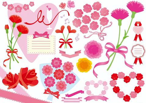 Flower material, mother's day, flower, carnation, JPG, PNG and AI