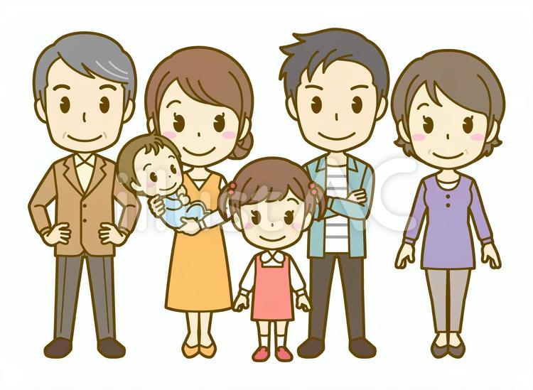 家族B(三世代)_笑顔01FS 家族,親子,三世代のイラスト素材