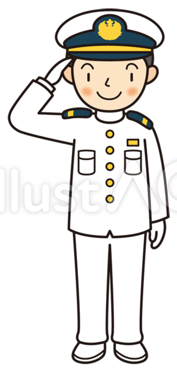 敬礼する海上自衛官 冬服 イラスト No 無料イラストなら イラストac