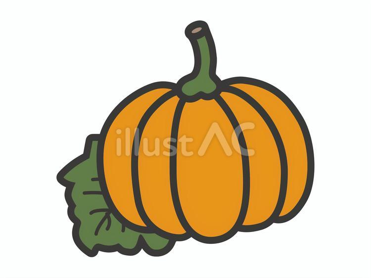 カボチャ（葉っぱ入り）02 カボチャ,野菜,食べ物のイラスト素材