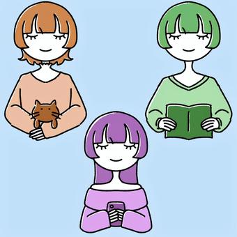 Illustration, female, set, hand drawn, 