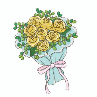 黄色い薔薇の花束 黄色,イエロー,薔薇,ローズ,花束,ブーケのイラスト素材