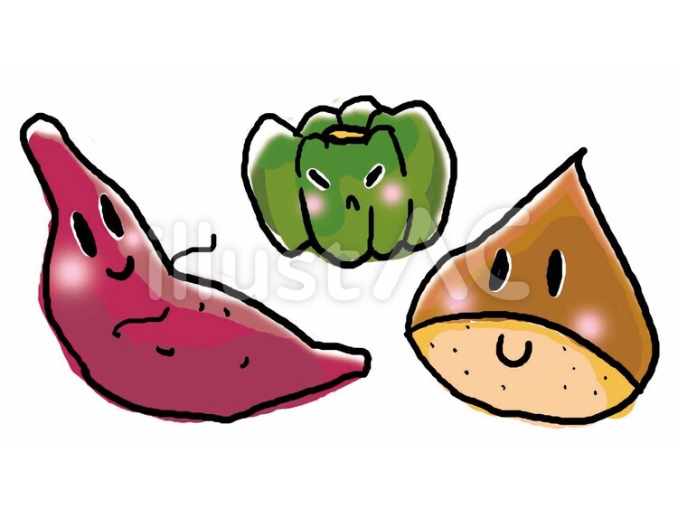 秋の味覚３種 秋の味覚,芋,栗のイラスト素材