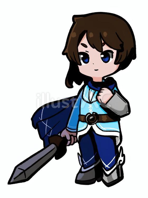 勇者立ち絵(空色) イラスト,男性,ファンタジーのイラスト素材