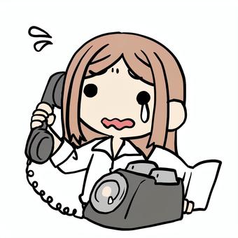 泣いて黒電話をかける女性 女性,泣く,黒電話,通話,話,家電,困る,戸惑う,焦る,かけるのイラスト素材