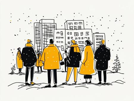 コート姿のビジネスグループ