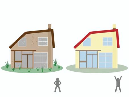 リフォーム リフォーム,空家,家,住宅,人,実家,煙突,二階建て,雑草,窓のイラスト素材