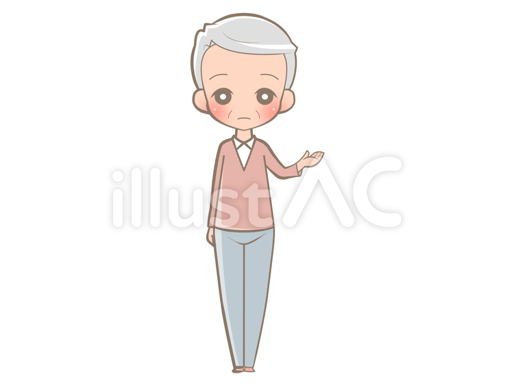 全身-高齢者-示す-無表情210516 おじいさん,無表情,示すのイラスト素材