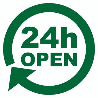 24時間営業のアイコン 緑 24時間,営業,open,開店,ショップ,店,コンビニ,一日,ループ,オープンのイラスト素材