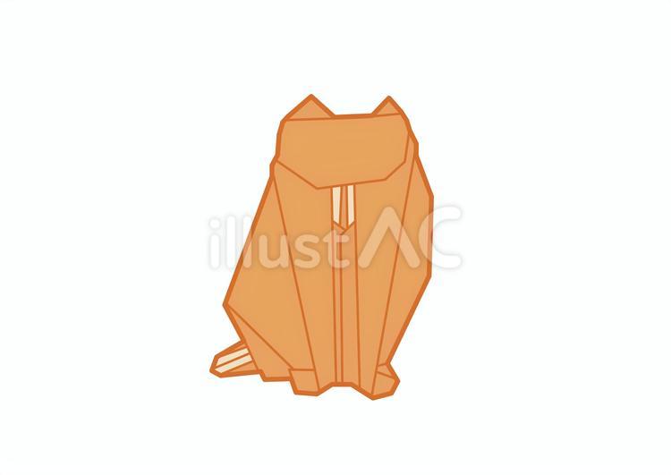 おりがみで作ったお座り猫 猫,お座り,オレンジのイラスト素材