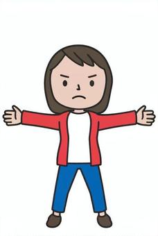 制止する人 制止する人 ストップ,制止,邪魔,盾,守る,主婦,女,普段着,日常のイラスト素材