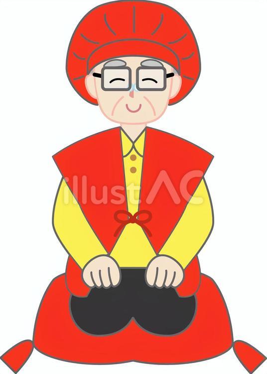 赤のちゃんちゃんこを着たおじいさん おじいちゃん,おじいさん,男性のイラスト素材