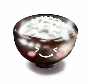 ほかほかご飯（顔入り） ご飯,手書き,茶碗,笑顔,にっこり,ほっこりのイラスト素材