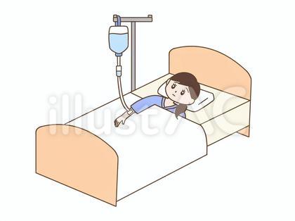 入院して点滴をする女性