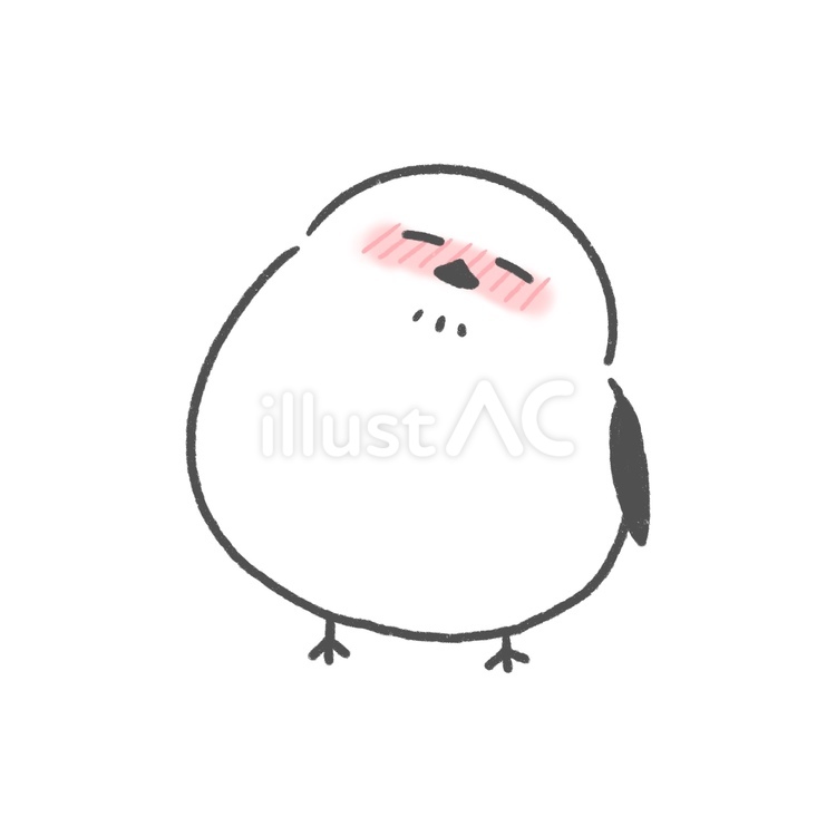 照れるシマエナガ シマエナガ,鳥,野鳥のイラスト素材