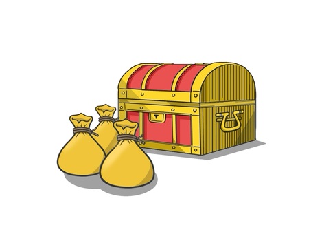 沢山の財宝(宝物)をイメージするアイコン 道具,宝箱,宝物,アイテム,財宝,手描き,鍵穴,お洒落,古い,古めかしいのイラスト素材
