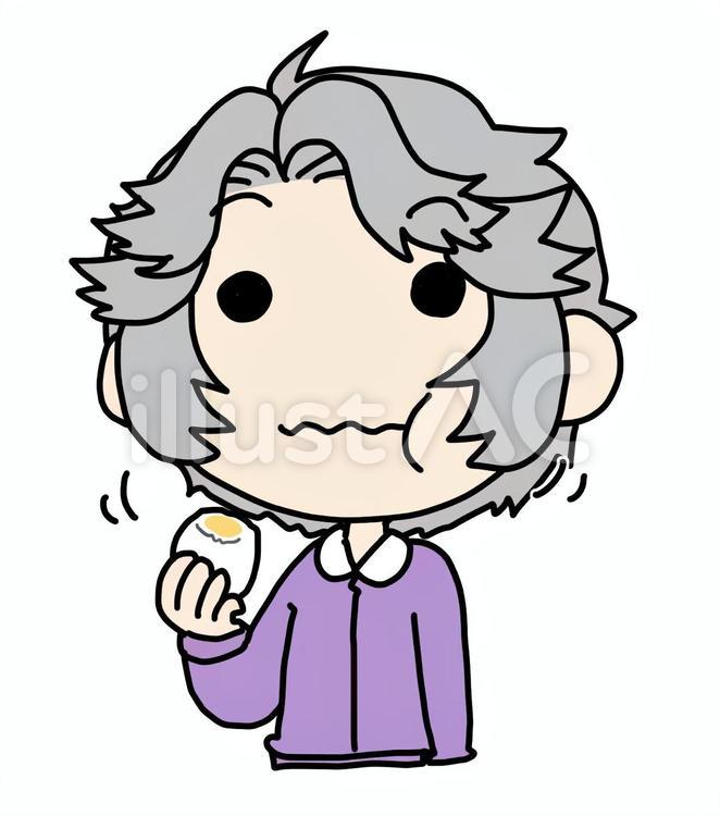 ゆで卵を食べるおばあさん ゆで卵,おばあさん,食べるのイラスト素材