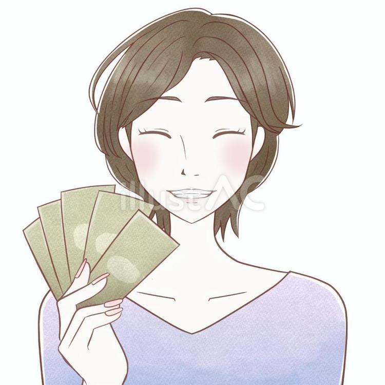 水彩風女性1　お札 水彩風,女性,綺麗のイラスト素材