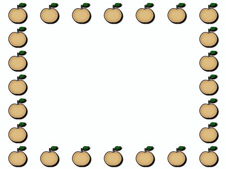 梨のフレ−ム　赤梨 梨,赤梨,なし,橙色,フレ−ム,ポストカード,メッセージカード,シンプル,影,背景なしのイラスト素材