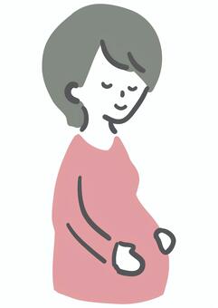 リラックスする妊婦の女性 妊婦,瞑想,女性,リラックス,妊娠,お腹,大きい,シンプル,ラフタッチ,手書き風のイラスト素材