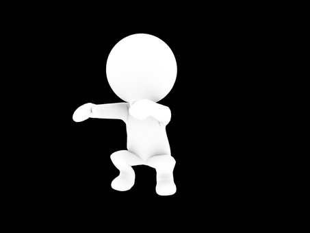 スクワットする棒人間 棒人間,人物,シンプル,人,ポーズ,3d,cg,スクワット,屈伸運動,脚のイラスト素材
