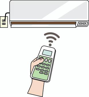 クーラー使う クーラー,リモコン,使う,手,冷房,暖房,エアコン,家電,部屋のイラスト素材
