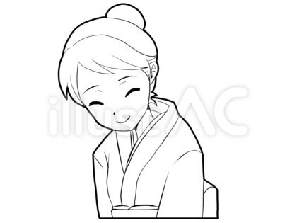【白黒】和装の人【線画】
