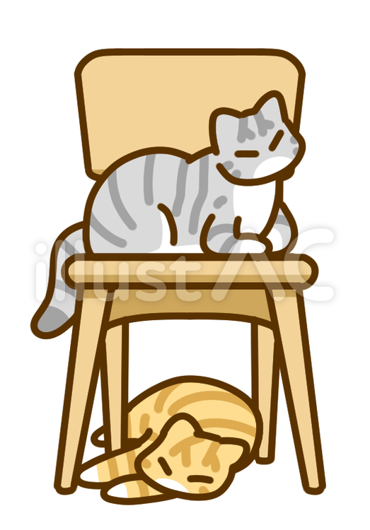 イスと猫 猫,イス,キジトラのイラスト素材