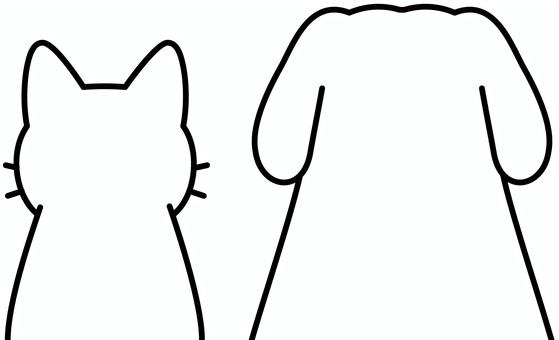 犬と猫のシンプルな後ろ向きのアイコン 犬,猫,後ろ,後頭部,保護,ゴールデンレトリバー,ペット,成犬,成猫,アイコンのイラスト素材
