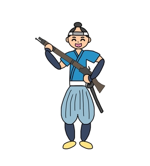 笑顔の旧幕府軍藩士 藩士,武士,侍,旧幕府軍,徳川幕府,江戸幕府,奥羽越列藩同盟,会津藩,庄内藩,明治維新のイラスト素材