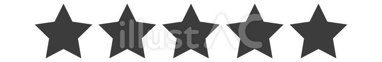 5つ星イラスト（黒） 5つ星,星,評価のイラスト素材