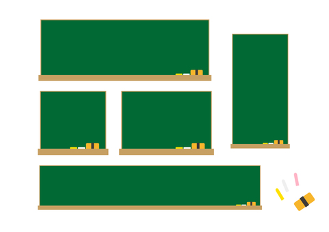 色々なサイズの緑色の黒板のイラストセット
