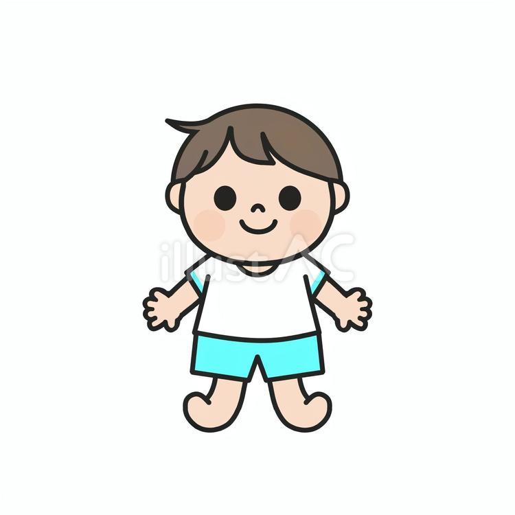 水色の体操服を着た男の子1 人間,かわいい,男の子のイラスト素材