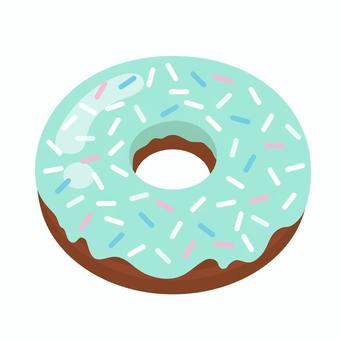 チョコミントドーナツのアイコン ドーナツ,お菓子,チョコレート,ミント,デザート,おやつ,チョコ,甘い,洋菓子,食べ物のイラスト素材