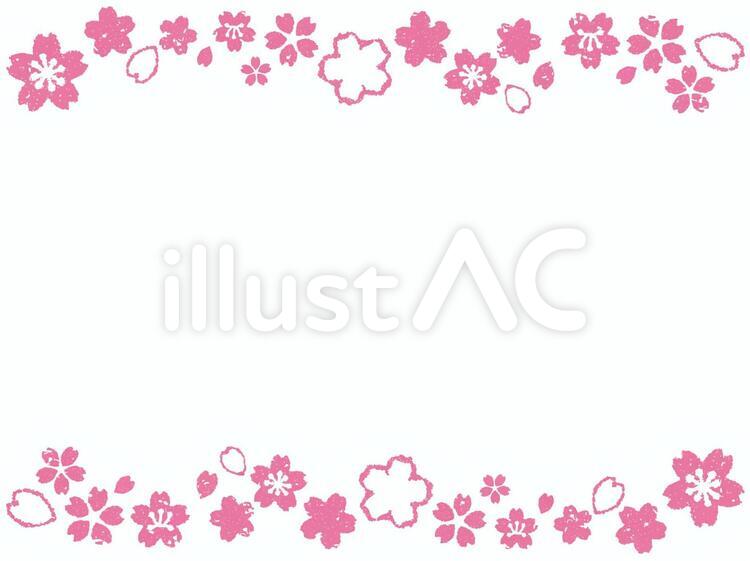 桜スタンプ桃の罫線02 桜,春,枠のイラスト素材