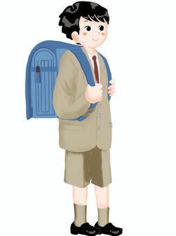 Boy carrying a school bag (admission / graduation), menino, saco, deslocamento à escola, JPG and PNG