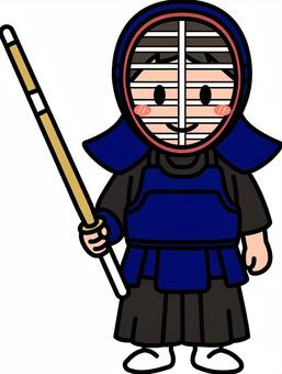 剣道の紺の男の子です。 剣道,シンプル,スポーツ,部活,クラブ,サークル,武道,和風,面,胴着のイラスト素材