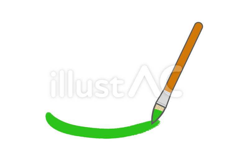 絵の具の筆(緑)描く 筆,毛筆,絵の具のイラスト素材