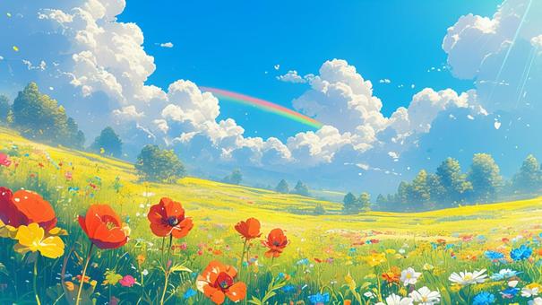 Wildflowers and rainbow α3, , JPG