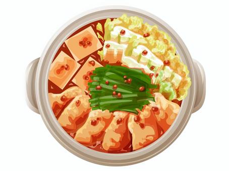 豚キムチ鍋 キムチ鍋,鍋,料理,食べ物,冬,ニラ,豆腐,豚肉,白菜,豆板醤のイラスト素材