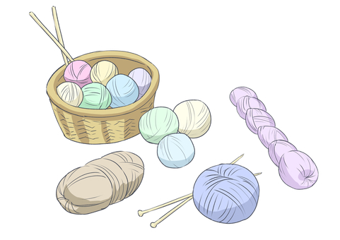 パステルカラーの毛糸 毛糸,編み物,手編み,セーター,繊維,糸のイラスト素材