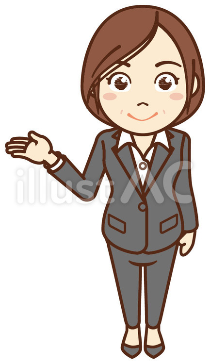 どうぞ・会社員・女性・壮年・スーツ 人物,女性,会社員のイラスト素材