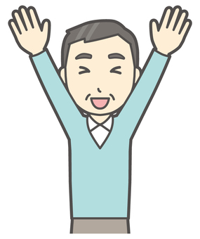 ニット中年男性-554-バスト  ニット中年男性-554-バスト 挙手,おじさん,男性,中年,お父さん,パパ,シニア,ミドルエイジ,人物,かわいいのイラスト素材